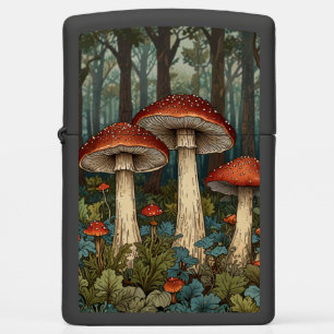 Vintage art nouveau mushrooms woodland forest zippo lighter