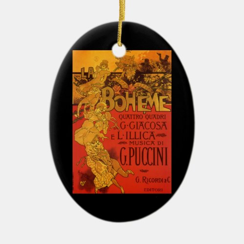 Vintage Art Nouveau Music La Boheme Opera 1896 Ceramic Ornament