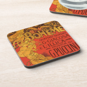 Vintage Art Nouveau Music, La Boheme Opera, 1896 Coaster