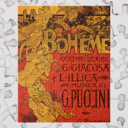 Vintage Art Nouveau Music La Boheme Opera 1896 Jigsaw Puzzle