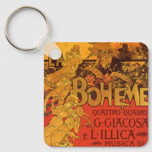 Vintage Art Nouveau Music La Boheme Opera 1896 Keychain