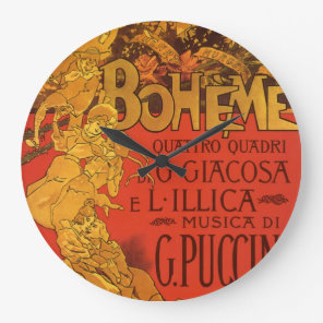 Vintage Art Nouveau Music, La Boheme Opera, 1896 Large Clock