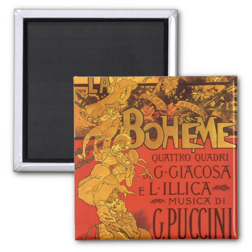 Vintage Art Nouveau Music La Boheme Opera 1896 Magnet