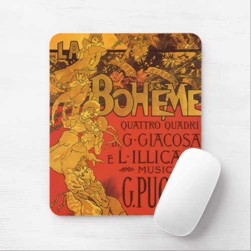 Vintage Art Nouveau Music La Boheme Opera 1896 Mouse Pad
