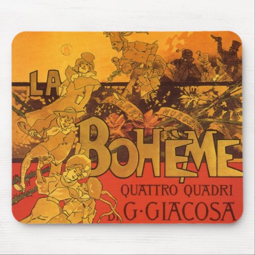 Vintage Art Nouveau Music La Boheme Opera 1896 Mouse Pad