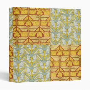 Vintage Art Nouveau Nature Grid Pattern Art 3 Ring Binder