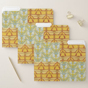 Vintage Art Nouveau Nature Grid Pattern Art File Folder