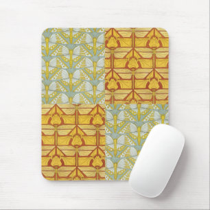 Vintage Art Nouveau Nature Grid Pattern Art Mouse Pad