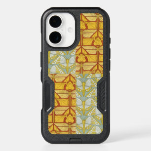 Vintage Art Nouveau Nature Grid Pattern Art iPhone 16 Case