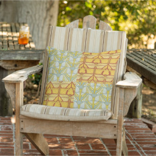 Vintage Art Nouveau Nature Grid Pattern Art Outdoor Pillow