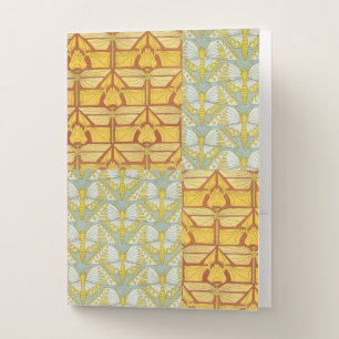 Vintage Art Nouveau Nature Grid Pattern Art Pocket Folder