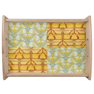Vintage Art Nouveau Nature Grid Pattern Art Serving Tray