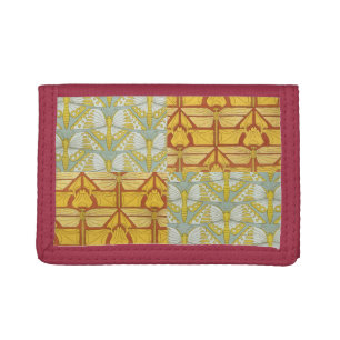 Vintage Art Nouveau Nature Grid Pattern Art Tri-fold Wallet