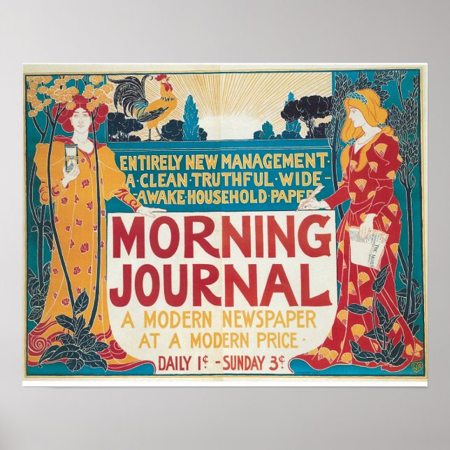 Vintage Art Nouveau new newspaper ad Poster (Front)