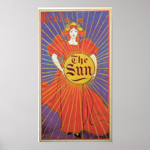 Vintage Art Nouveau New York Sun ad Poster