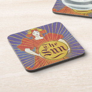 Vintage Art Nouveau, New York Sun Newspaper Beverage Coaster