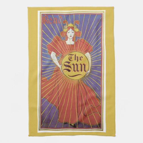 Vintage Art Nouveau New York Sun Newspaper Kitchen Towel