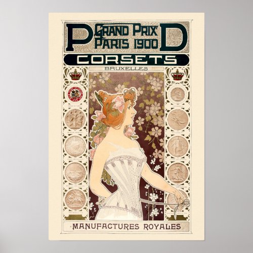 Vintage Art Nouveau Paris Corsets Ad Poster