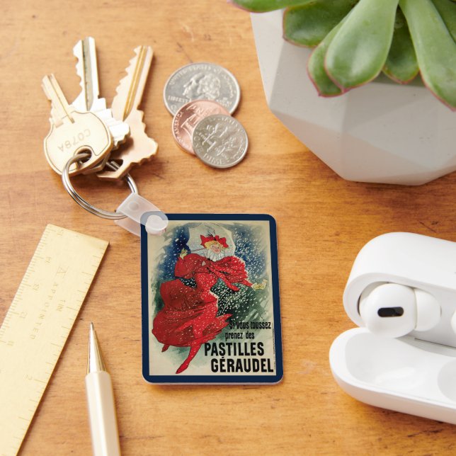 Vintage Art Nouveau Pastilles Geraudel Cough Drops Keychain (Desk)