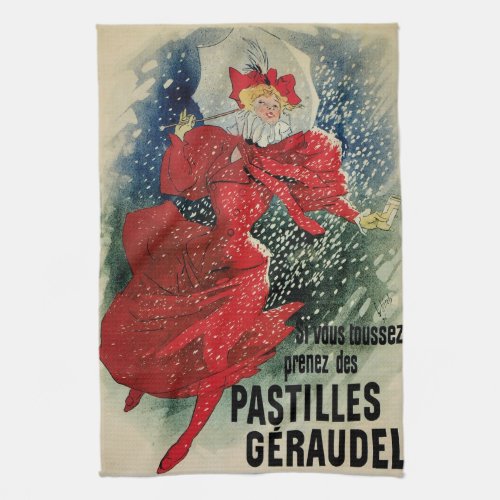 Vintage Art Nouveau Pastilles Geraudel Cough Drops Kitchen Towel