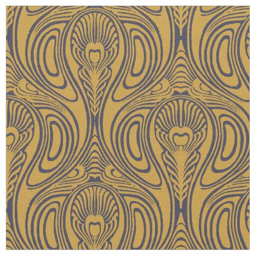 Vintage Art Nouveau Peacock Feather Pattern Fabric