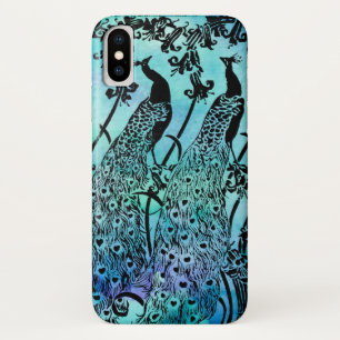 Vintage Art Nouveau Peacock Illustration Antique iPhone X Case