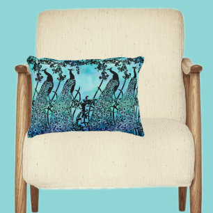 Vintage Art Nouveau Peacock Illustration Antique Decorative Pillow