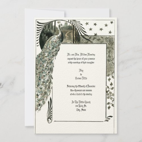 Vintage Art Nouveau Peacock Invitation