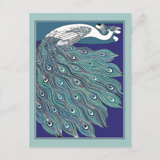 Vintage Art Nouveau Peacock Postcard