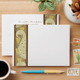 Vintage Art Nouveau Peacock Wedding Envelopes