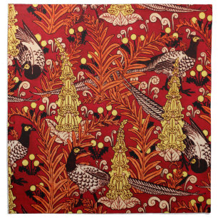Vintage Art Nouveau Pheasants, Ferns and Dandelion Cloth Napkin