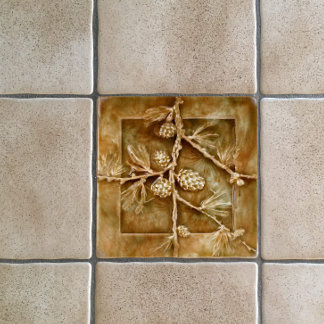 Vintage Art Nouveau Pine Cones Reproduction Ceramic Tile