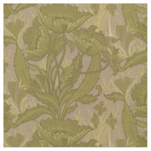 Vintage Art Nouveau Poppies Floral Pattern Fabric