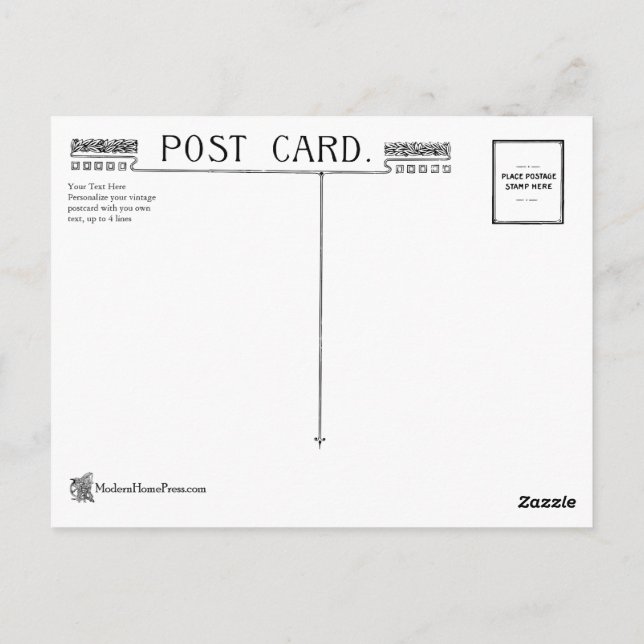 Vintage Art Nouveau Postcard Back (Back)