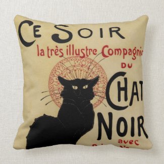 Vintage Art Nouveau Poster; Chat Noir throwpillow