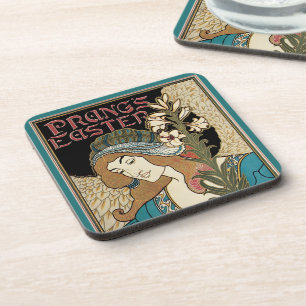 Vintage Art Nouveau, Prang's Easter Publications Beverage Coaster