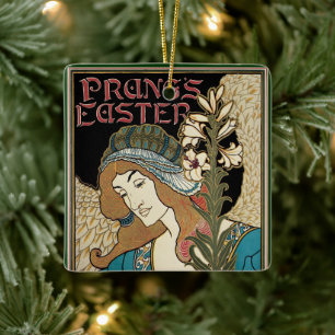Vintage Art Nouveau, Prang's Easter Publications Ceramic Ornament