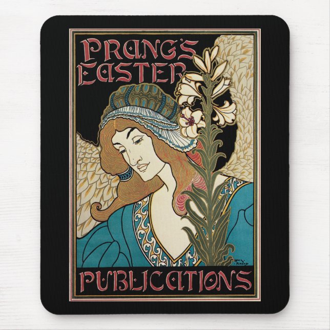 Vintage Art Nouveau, Prang's Easter Publications Mouse Pad (Front)