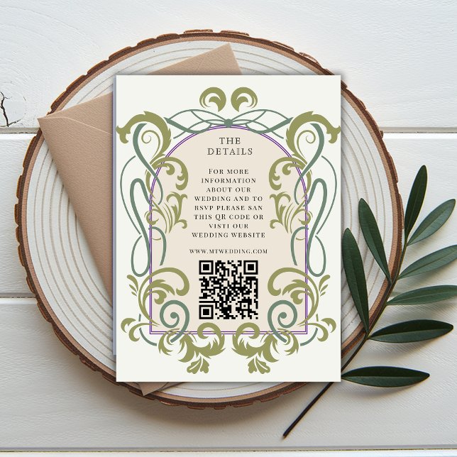 Vintage Art Nouveau QR Code Wedding Details Insert (Creator Uploaded)