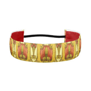 Vintage Art Nouveau Red Tulip Floral Pattern Athletic Headband