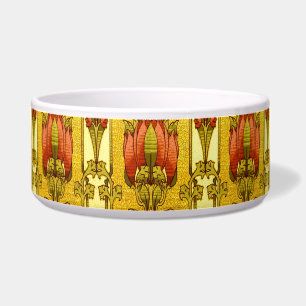 Vintage Art Nouveau Red Tulip Floral Pattern Bowl