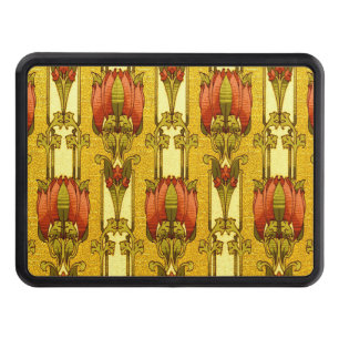 Vintage Art Nouveau Red Tulip Floral Pattern Hitch Cover