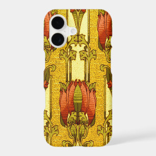 Vintage Art Nouveau Red Tulip Floral Pattern iPhone 17 Case