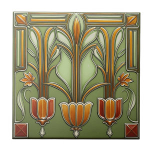 Vintage Art nouveau Reproduction Ceramic Tile