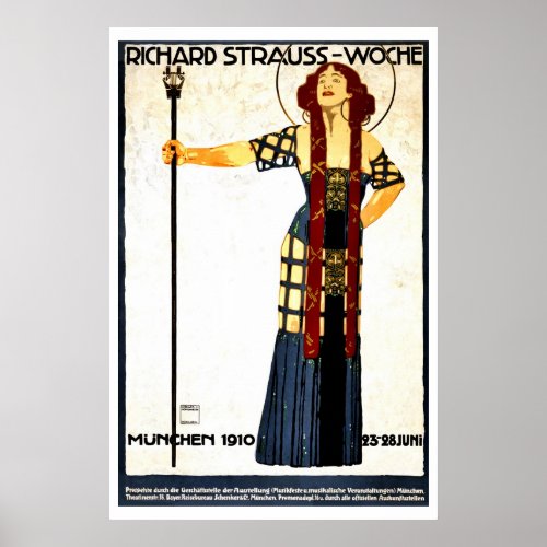 Vintage art nouveau Richard Strauss concert Poster