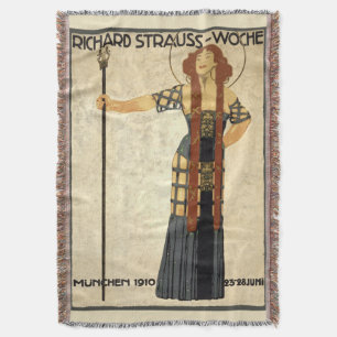 Vintage Art Nouveau Richard Strauss-Woche, Munich Throw Blanket