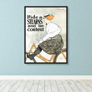 Vintage Art Nouveau, Ride a Sterns Bicycles Bikes Canvas Print