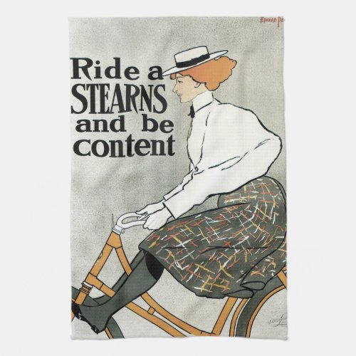 Vintage Art Nouveau Ride a Sterns Bicycles Bikes Kitchen Towel