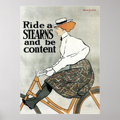 Vintage Art Nouveau Ride a Sterns Bicycles Bikes Poster