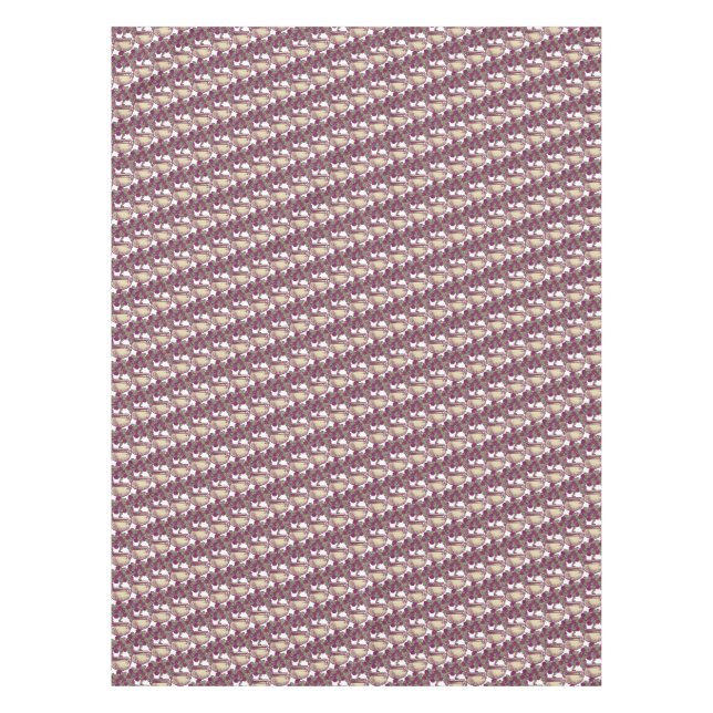 Vintage Art Nouveau rose tree maroon pattern Tablecloth (Front)